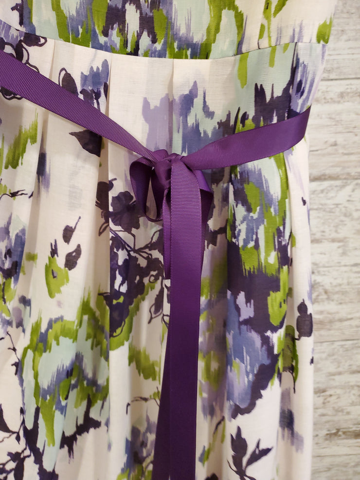 PURPLE/WHITE FLORAL LONG DRESS