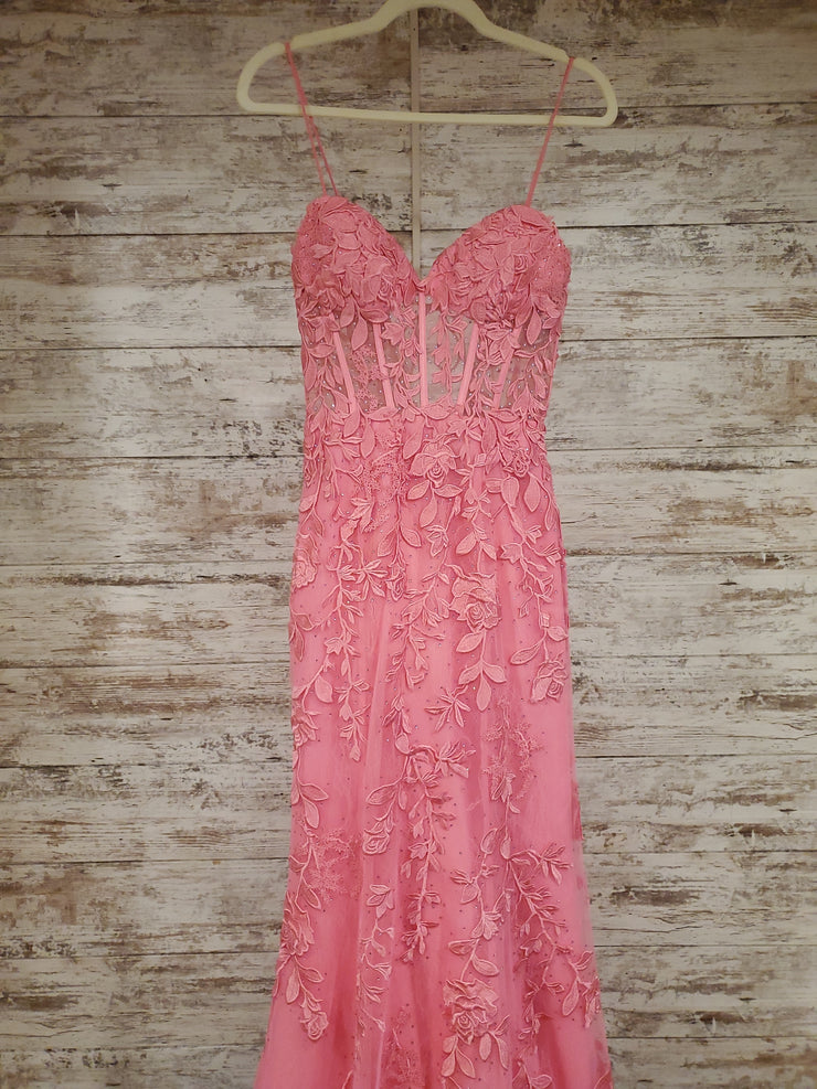 PINK FLORAL A LINE GOWN $750