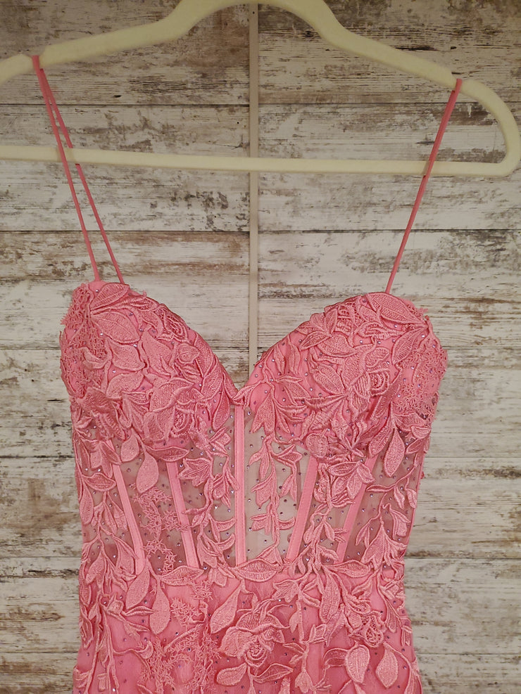 PINK FLORAL A LINE GOWN $750