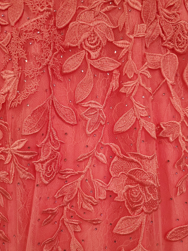 PINK FLORAL A LINE GOWN $750