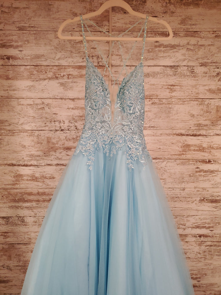 BLUE PRINCESS A LINE GOWN