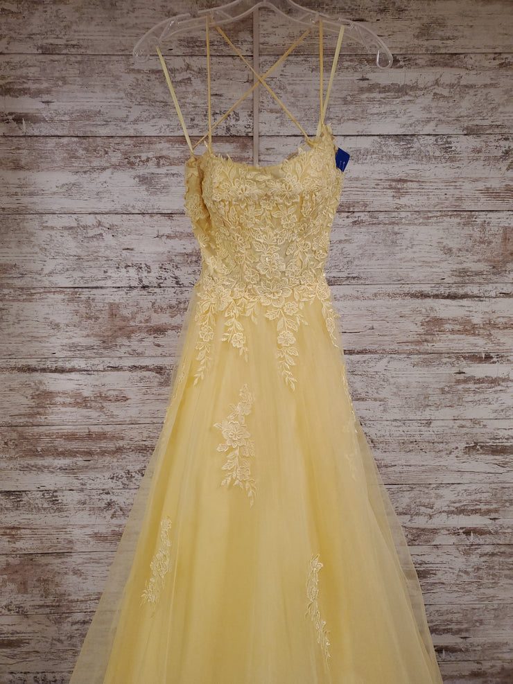 YELLOW FLORAL A LINE GOWN