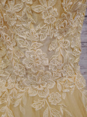 YELLOW FLORAL A LINE GOWN