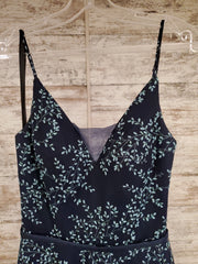 NAVY/FLORAL A LINE GOWN