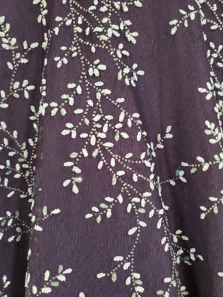 NAVY/FLORAL A LINE GOWN