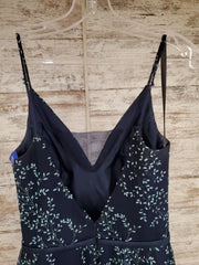 NAVY/FLORAL A LINE GOWN