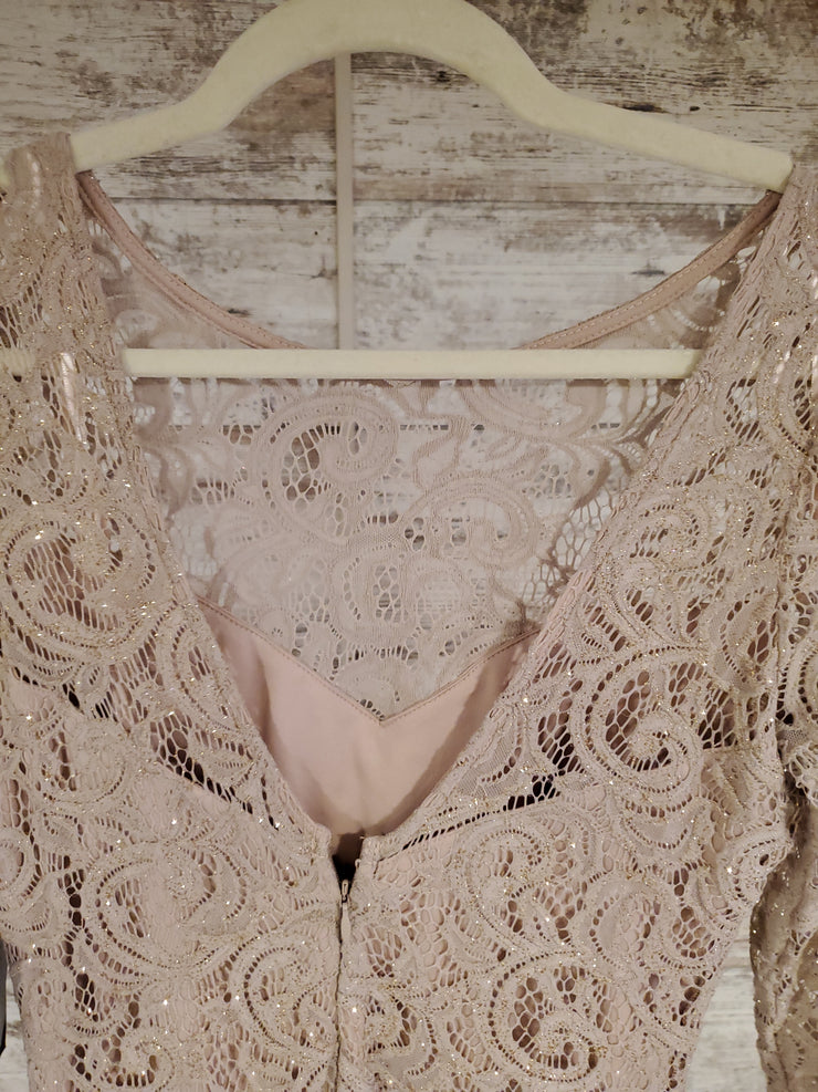BLUSH LACE LONG GOWN (NEW)