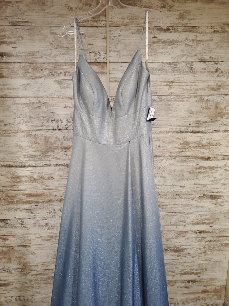 SILVER/BLUE A LINE GOWN (NEW)