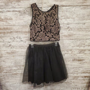 BLACK/TAN 2 PC. SHORT DRESS