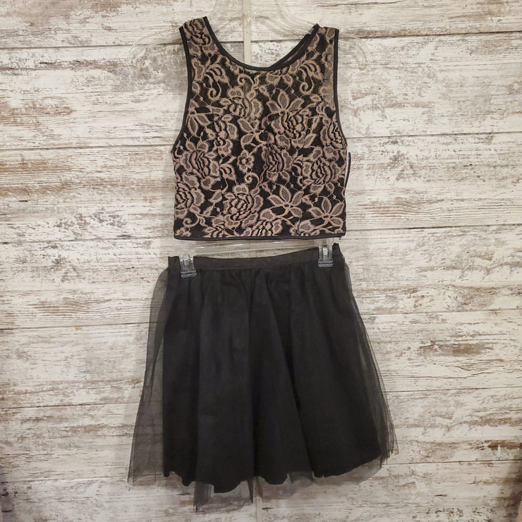 BLACK/TAN 2 PC. SHORT DRESS