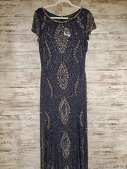 NAVY BEADED LONG DRESS (NEW)