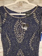 NAVY BEADED LONG DRESS (NEW)