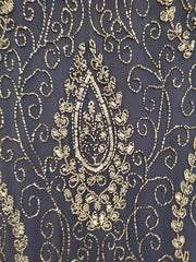 NAVY BEADED LONG DRESS (NEW)