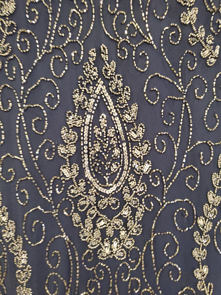 NAVY BEADED LONG DRESS (NEW)