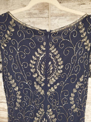 NAVY BEADED LONG DRESS (NEW)