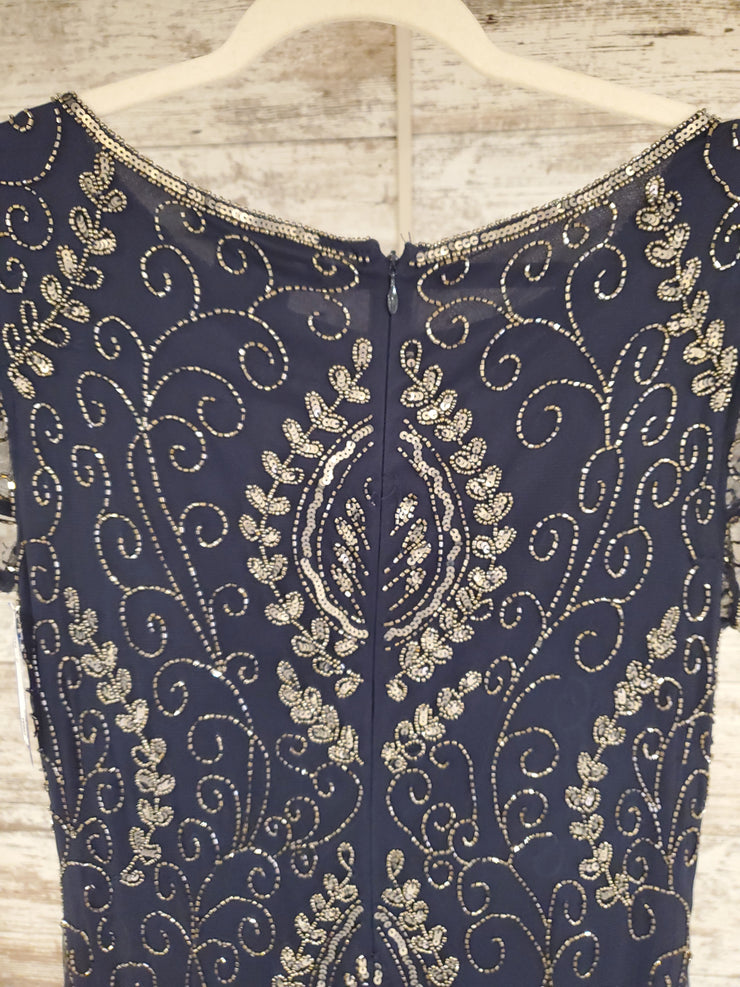 NAVY BEADED LONG DRESS (NEW)