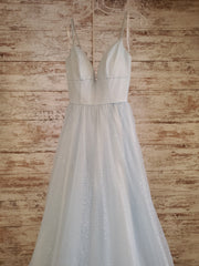 BLUE SPARKLY A LINE GOWN