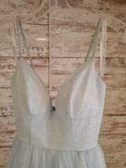 BLUE SPARKLY A LINE GOWN