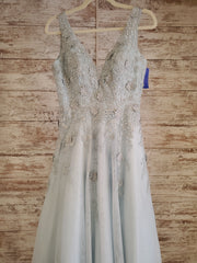 BLUE FLORAL A LINE GOWN