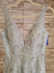 BLUE FLORAL A LINE GOWN