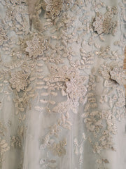 BLUE FLORAL A LINE GOWN