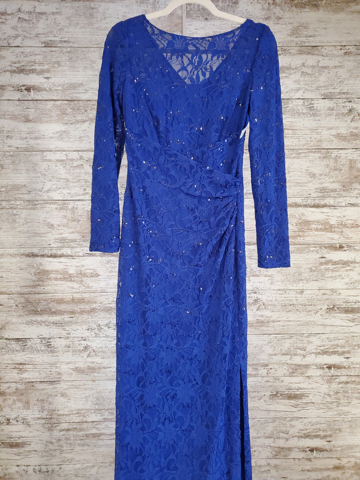 ROYAL BLUE LACE LONG DRESS
