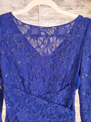 ROYAL BLUE LACE LONG DRESS