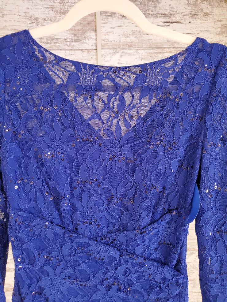 ROYAL BLUE LACE LONG DRESS