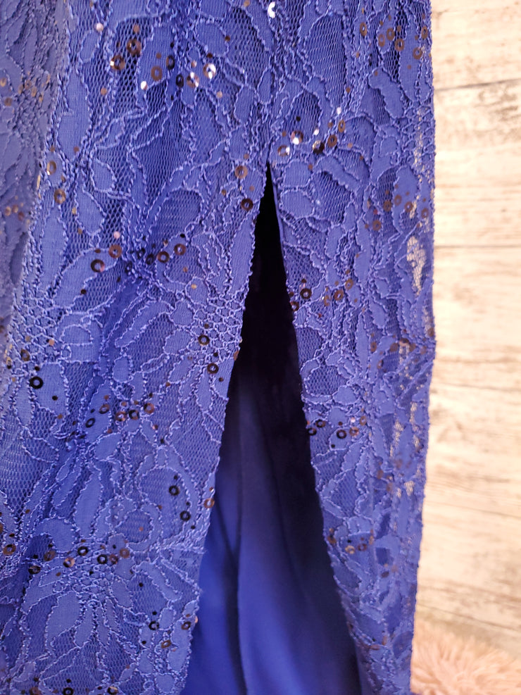 ROYAL BLUE LACE LONG DRESS
