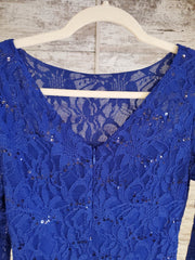 ROYAL BLUE LACE LONG DRESS