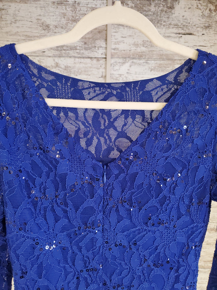 ROYAL BLUE LACE LONG DRESS