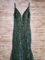 GREEN SPARKLY LONG GOWN