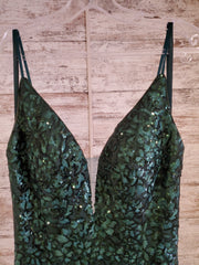 GREEN SPARKLY LONG GOWN