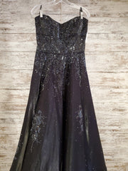 BLACK SPARKLY A LINE GOWN -NEW