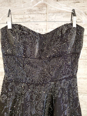 BLACK SPARKLY A LINE GOWN -NEW
