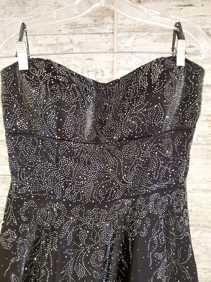 BLACK SPARKLY A LINE GOWN -NEW
