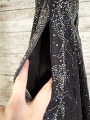 BLACK SPARKLY A LINE GOWN -NEW