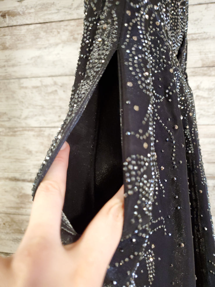 BLACK SPARKLY A LINE GOWN -NEW