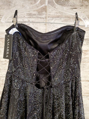 BLACK SPARKLY A LINE GOWN -NEW
