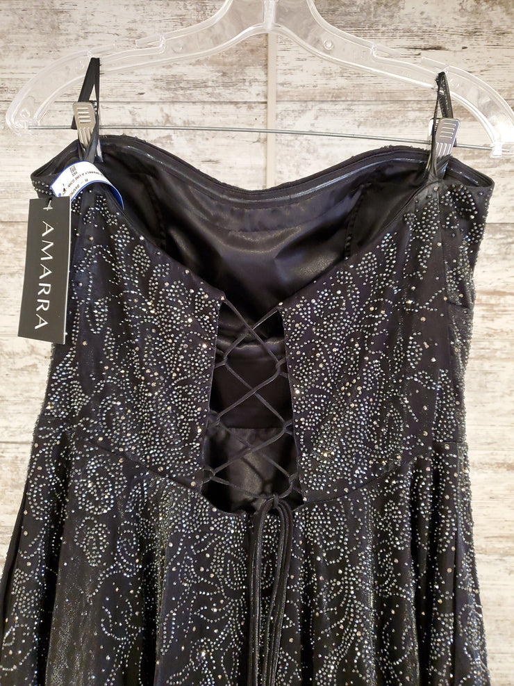 BLACK SPARKLY A LINE GOWN -NEW