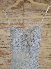 BLUE FLORAL A LINE GOWN