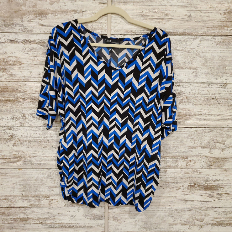 BLUE/BLACK SHORT SLEEVE TOP