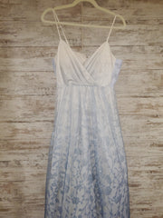 WHITE/BLUE A LINE GOWN