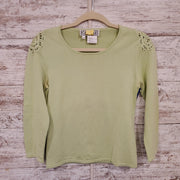 GREEN SILK BLEND TOP $298