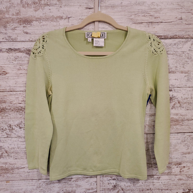 GREEN SILK BLEND TOP $298
