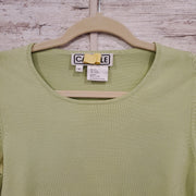 GREEN SILK BLEND TOP $298