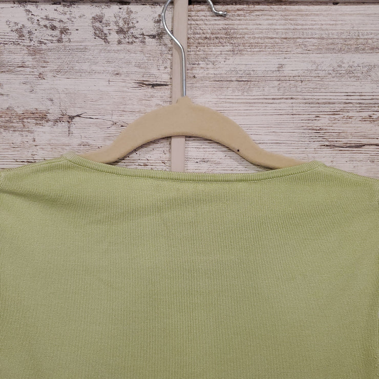 GREEN SILK BLEND TOP $298
