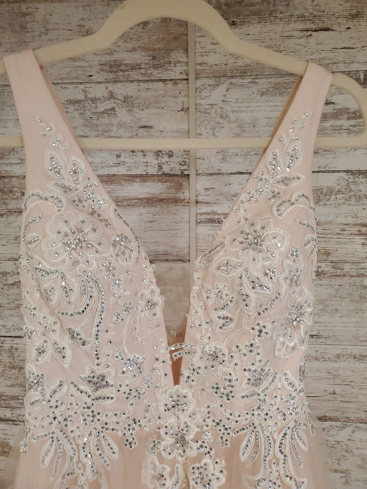 PEACH/FLORAL A LINE GOWN