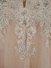 PEACH/FLORAL A LINE GOWN