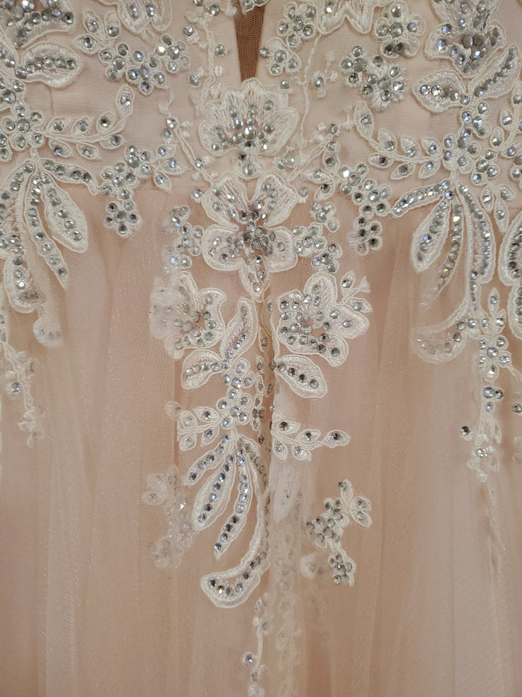 PEACH/FLORAL A LINE GOWN